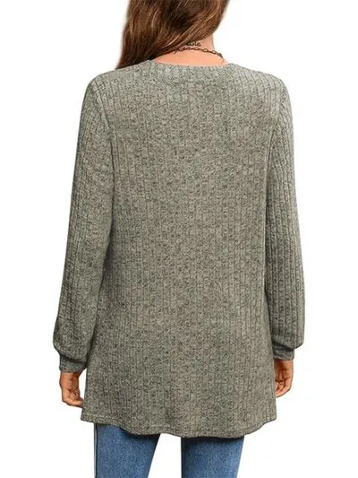 Lee Slit Notched Pocketed Long Sleeve T-Shirt