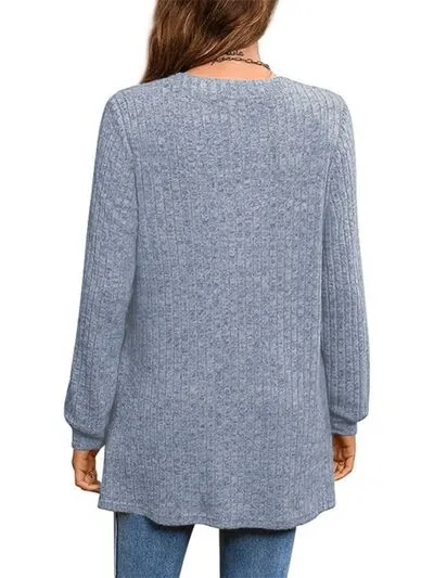 Lee Slit Notched Pocketed Long Sleeve T-Shirt