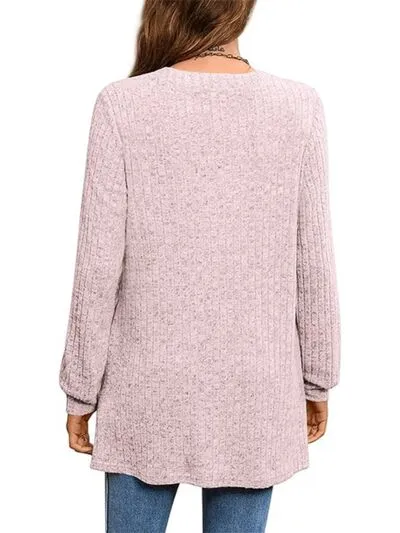 Lee Slit Notched Pocketed Long Sleeve T-Shirt