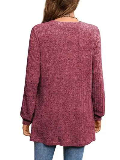 Lee Slit Notched Pocketed Long Sleeve T-Shirt
