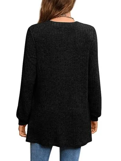 Lee Slit Notched Pocketed Long Sleeve T-Shirt