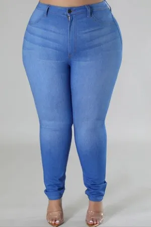 LEG-K {Aphrodite} Sky Blue Denim Skinny Jeans PLUS SIZE 3X