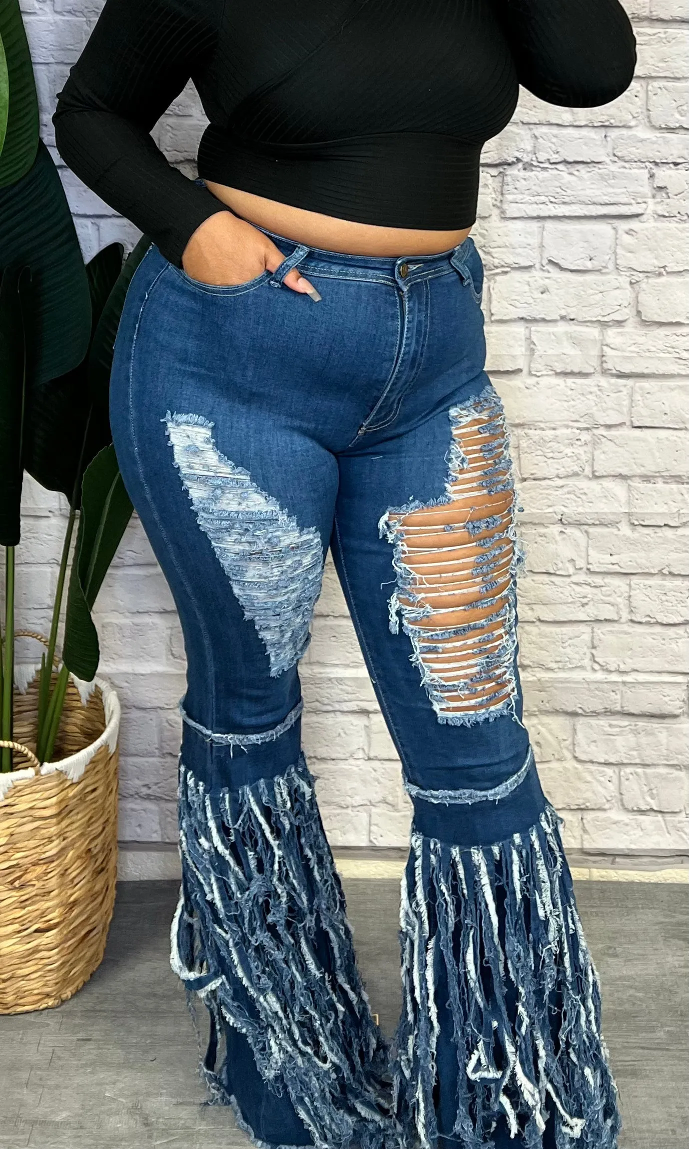 Leslie Distressed Bell Bottoms