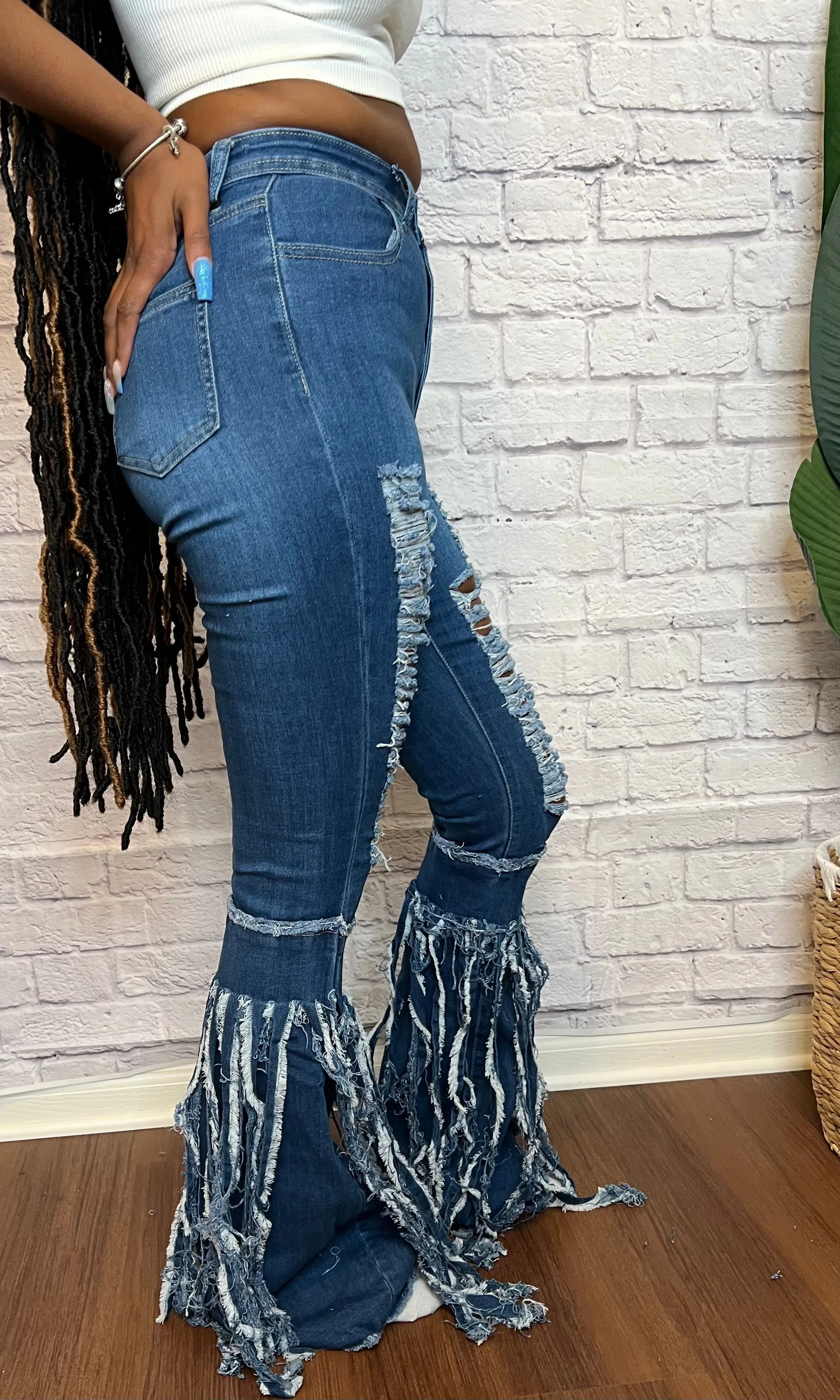 Leslie Distressed Bell Bottoms