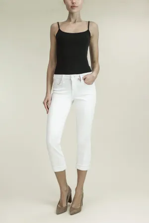 Level 99 Lily Mid Rise Crop Rollup Jean | Anthurium White