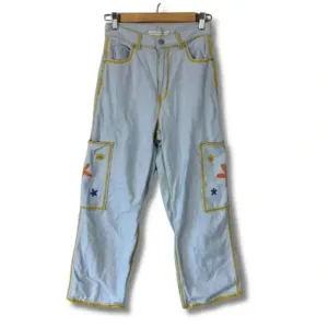 Levi's High Waisted Wide Leg Crop Jeans Hand Painted Boho Y2K Women's Size 25