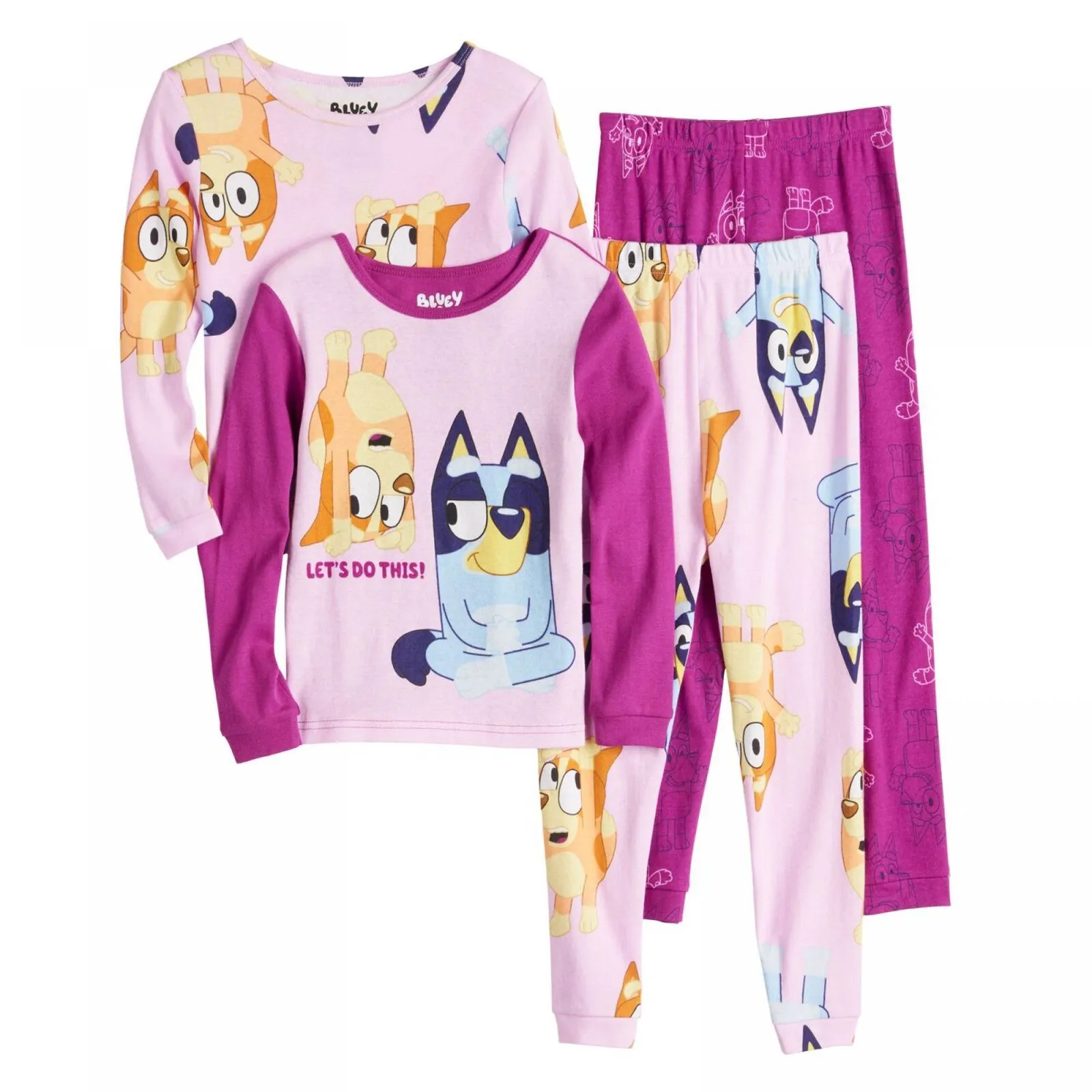 Licensed Character Girls Bluey Long Sleeve Pajama Top QF071GLLKL Pink 6