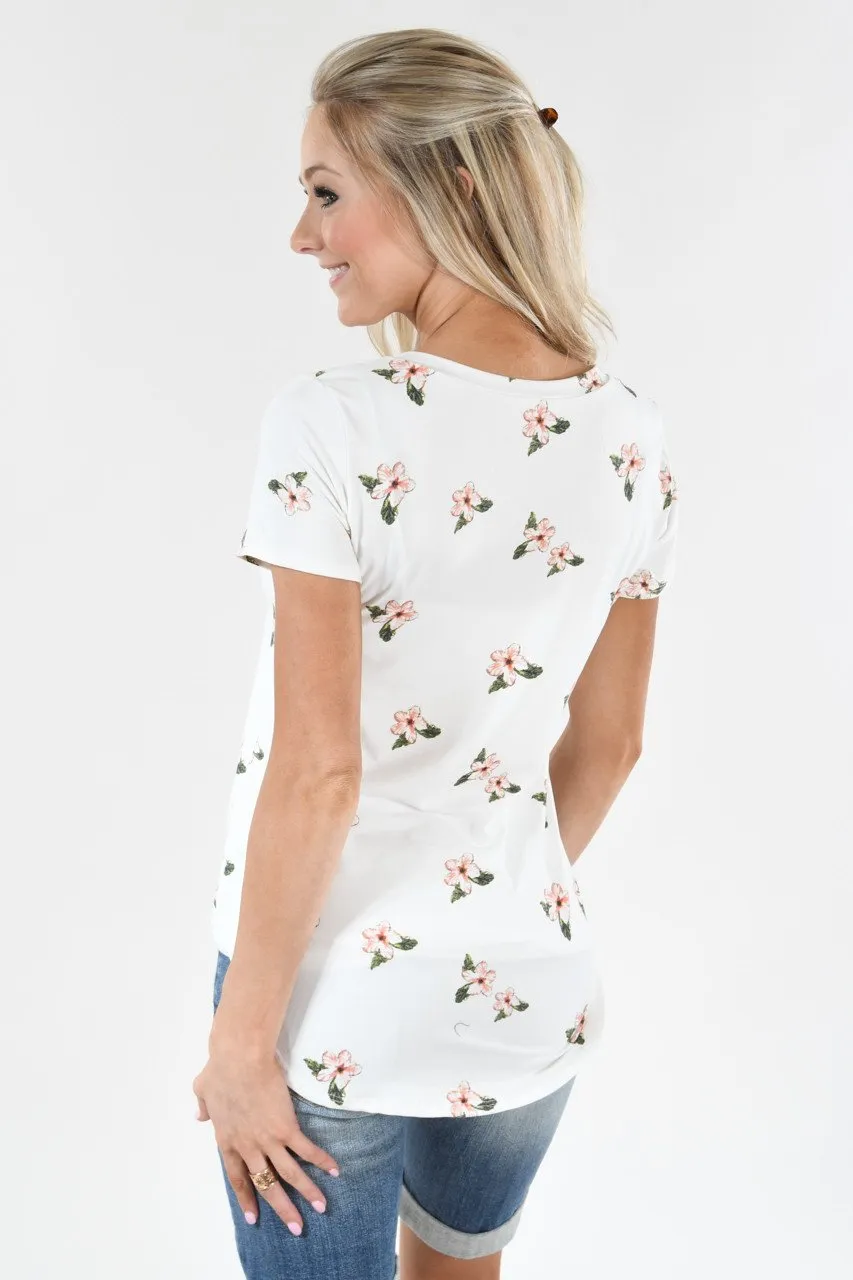 Little Floral Loves Top ~ Ivory