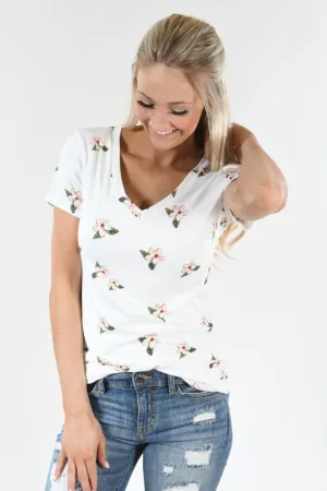Little Floral Loves Top ~ Ivory