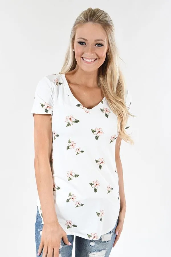 Little Floral Loves Top ~ Ivory