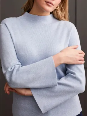 Long Sleeve Funnel Neck Sweater - Glacier