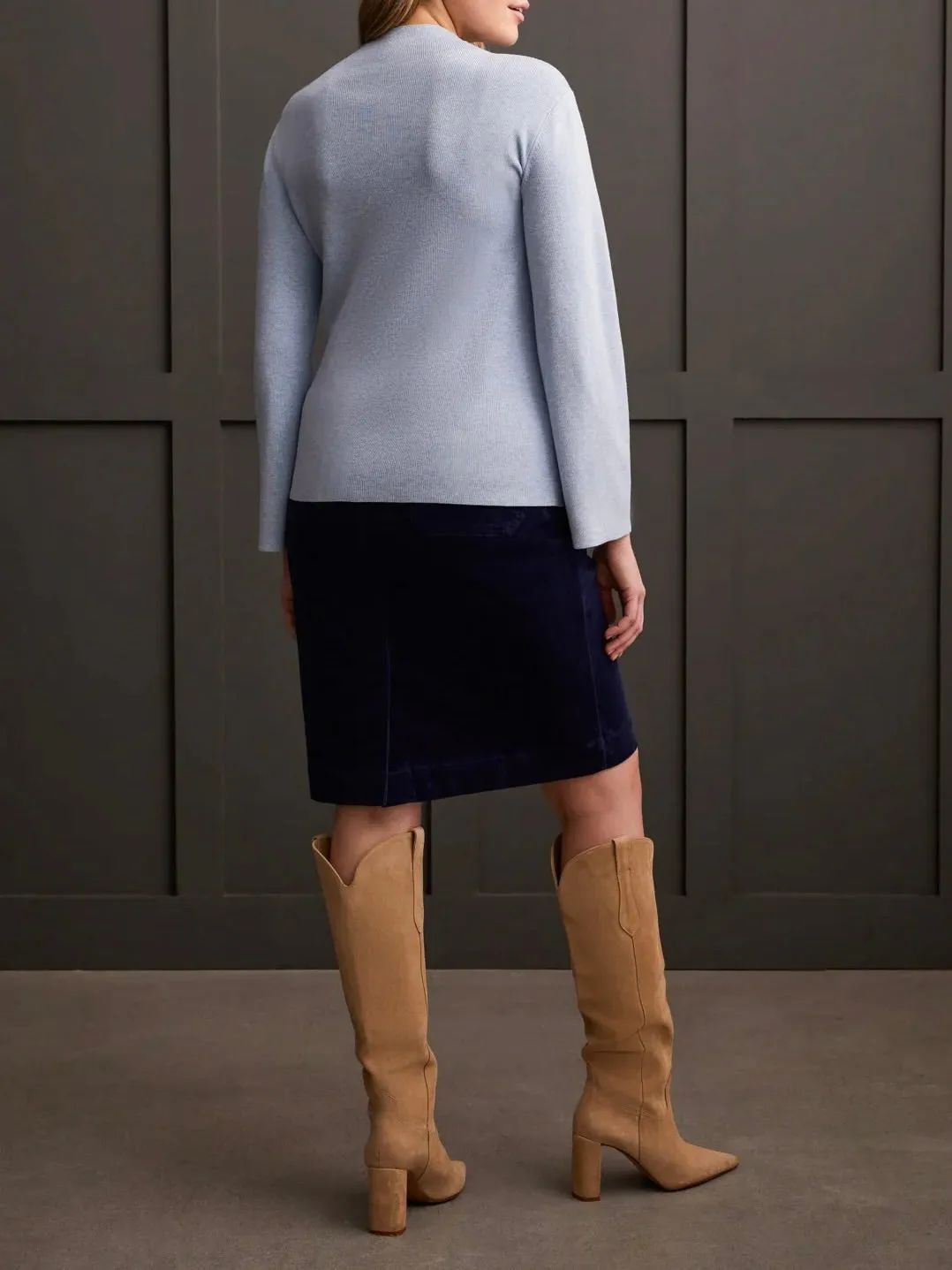 Long Sleeve Funnel Neck Sweater - Glacier