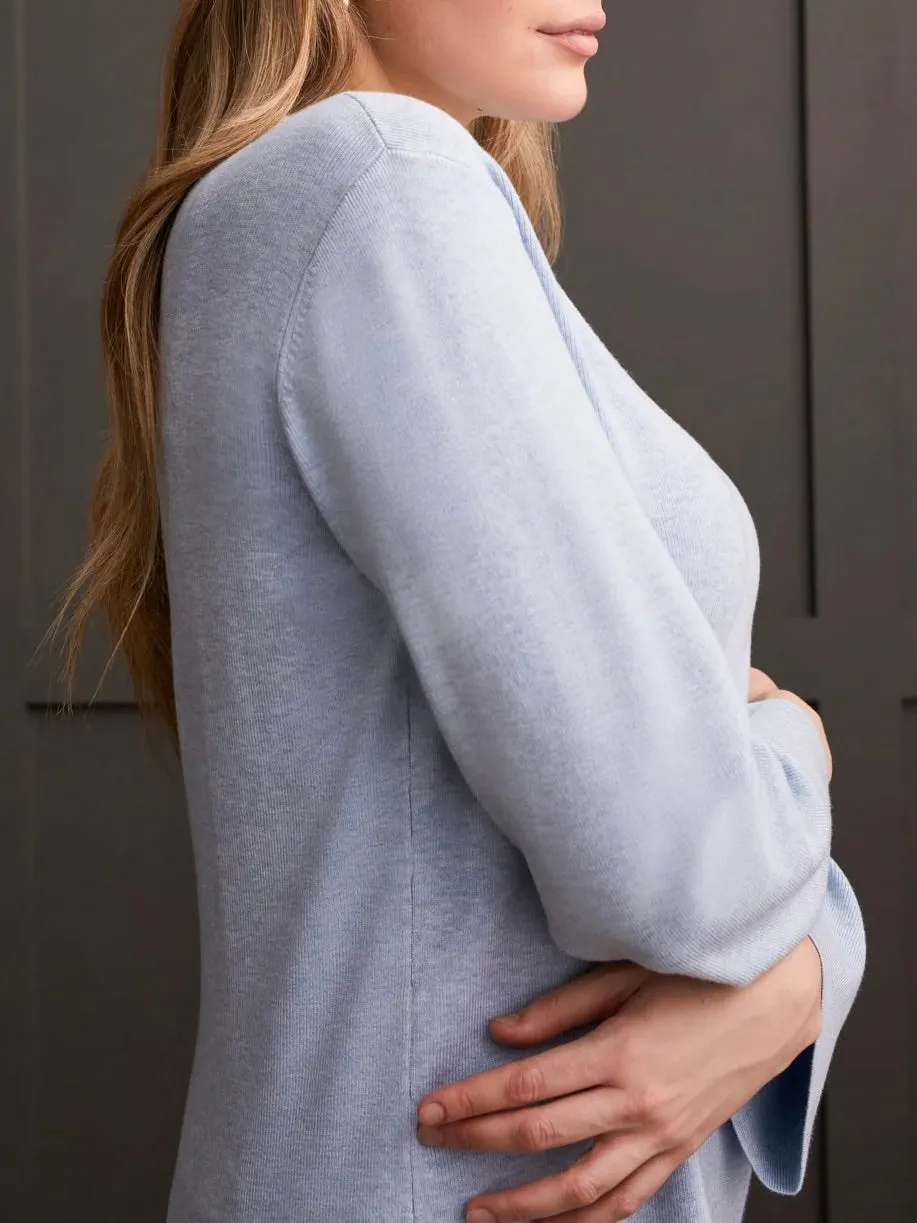 Long Sleeve Funnel Neck Sweater - Glacier