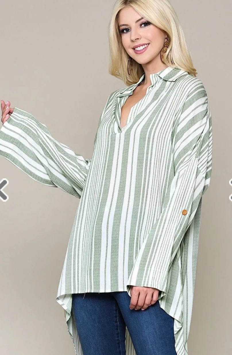 Long Sleeve Striped Tunic