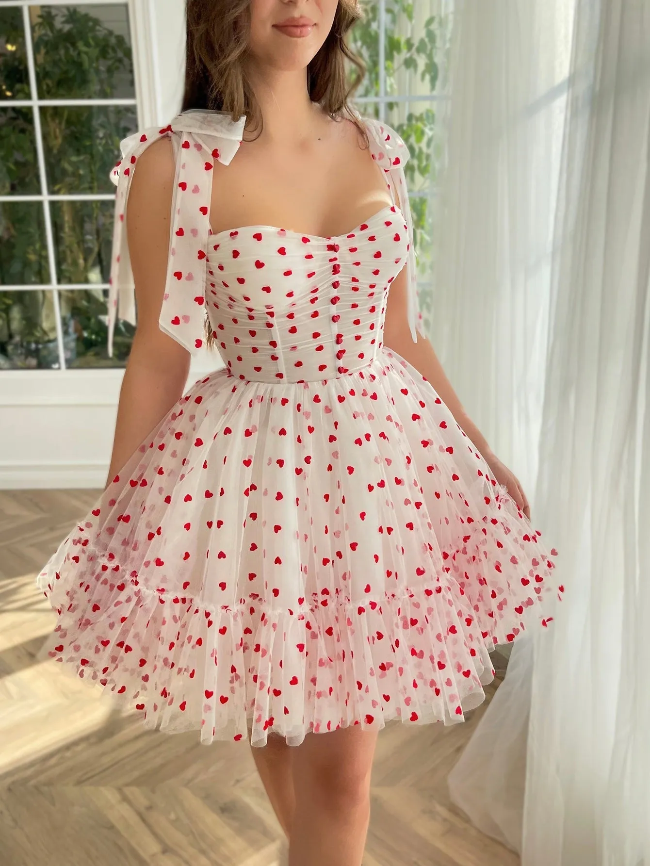 Macie |A Line Sweetheart Neck Tulle Homecoming Dress