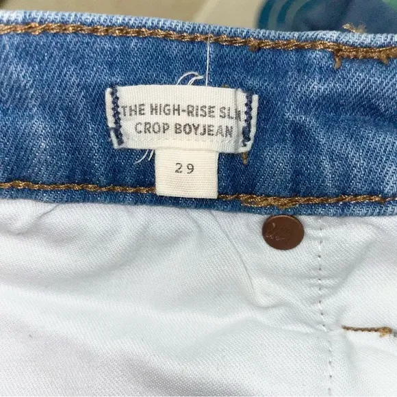 Madewell High Rise Slim Crop Boyjean Dover Wash Raw Hemmed Edition - Size 29