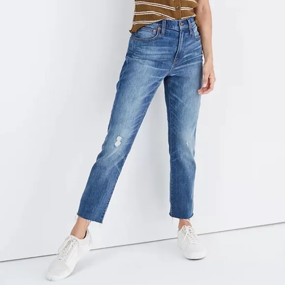 Madewell High Rise Slim Crop Boyjean Dover Wash Raw Hemmed Edition - Size 29
