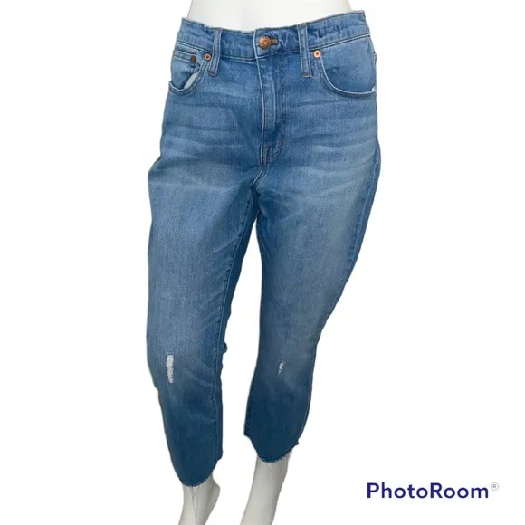Madewell High Rise Slim Crop Boyjean Dover Wash Raw Hemmed Edition - Size 29
