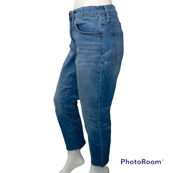 Madewell High Rise Slim Crop Boyjean Dover Wash Raw Hemmed Edition - Size 29