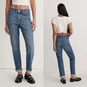Madewell Medium Talford Wash Slouchy Mid Rise Straight Leg Slim Boyjean