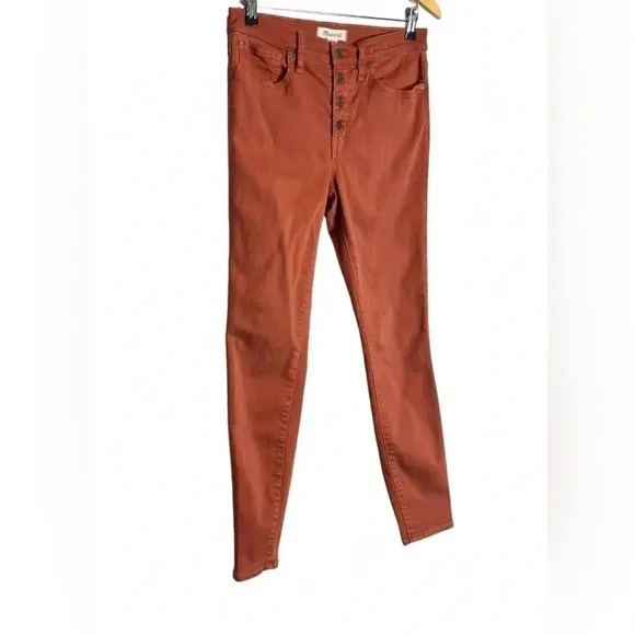Madewell | Skinny Garment Dyed Jeans Button Fly Burnt Sienna Mid Rise EUC