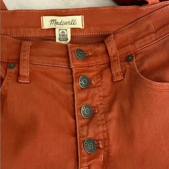 Madewell | Skinny Garment Dyed Jeans Button Fly Burnt Sienna Mid Rise EUC