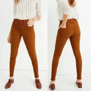 Madewell | Skinny Garment Dyed Jeans Button Fly Burnt Sienna Mid Rise EUC