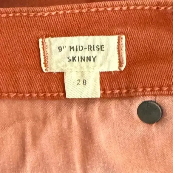 Madewell | Skinny Garment Dyed Jeans Button Fly Burnt Sienna Mid Rise EUC
