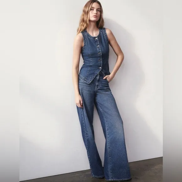 Madewell Superwide Leg Jeans in Concho Wash Size 30