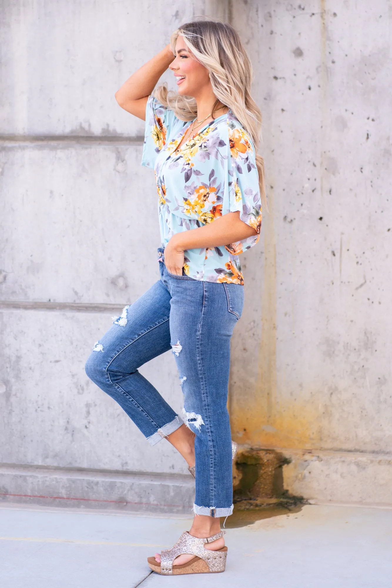 Madison Mid Rise Denim Patch Boyfriend