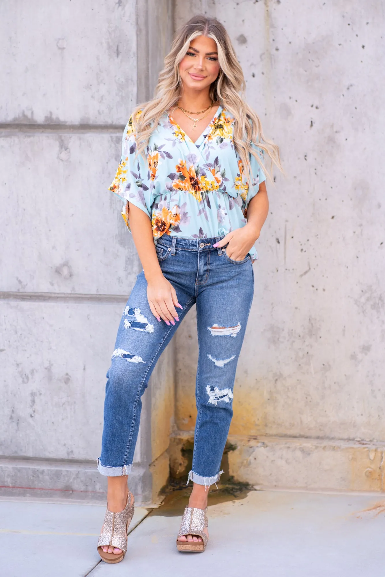 Madison Mid Rise Denim Patch Boyfriend