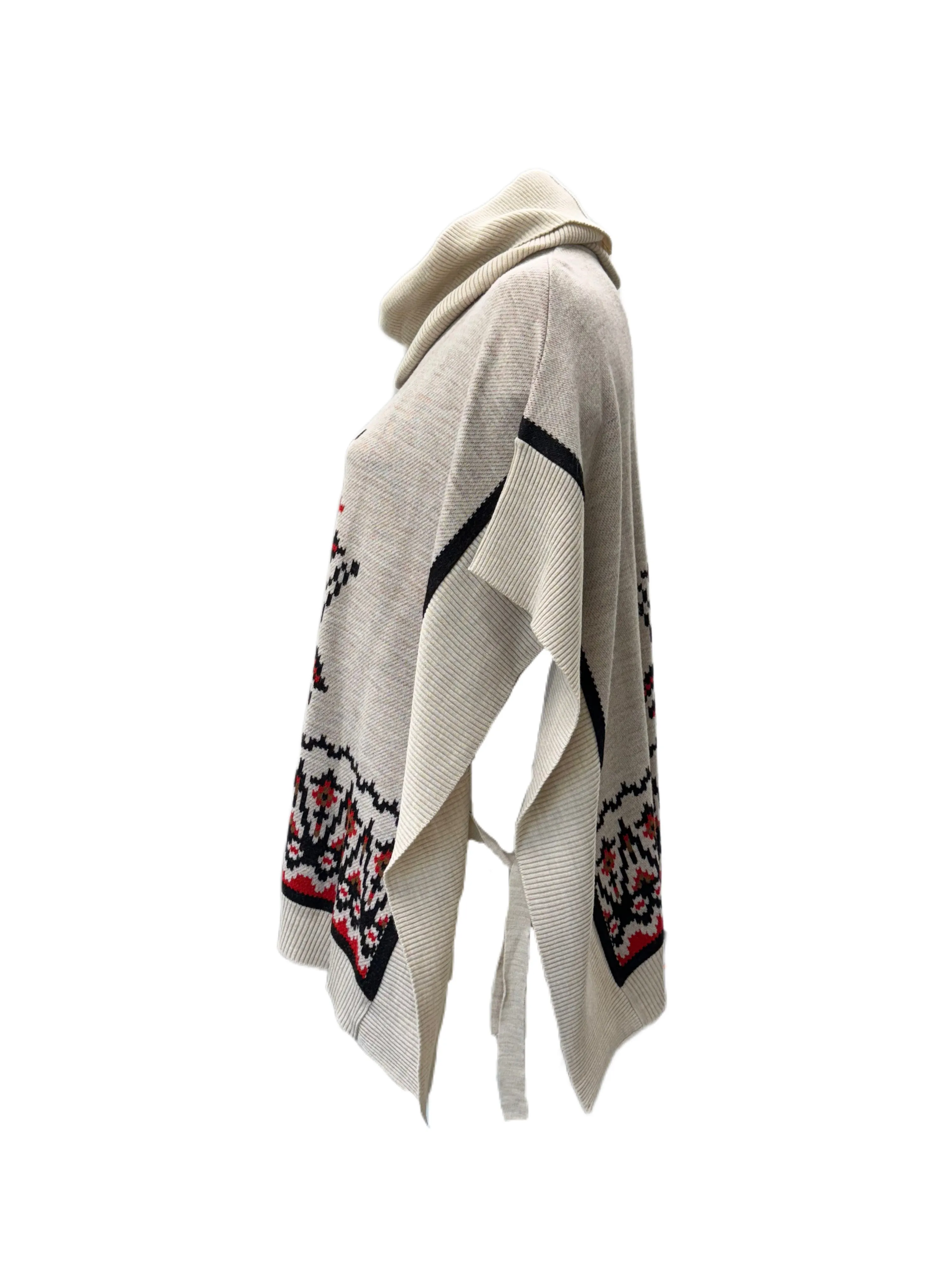 Marina Rinaldi Women's Beige Ubertoso Pullover Poncho Sweater NWT
