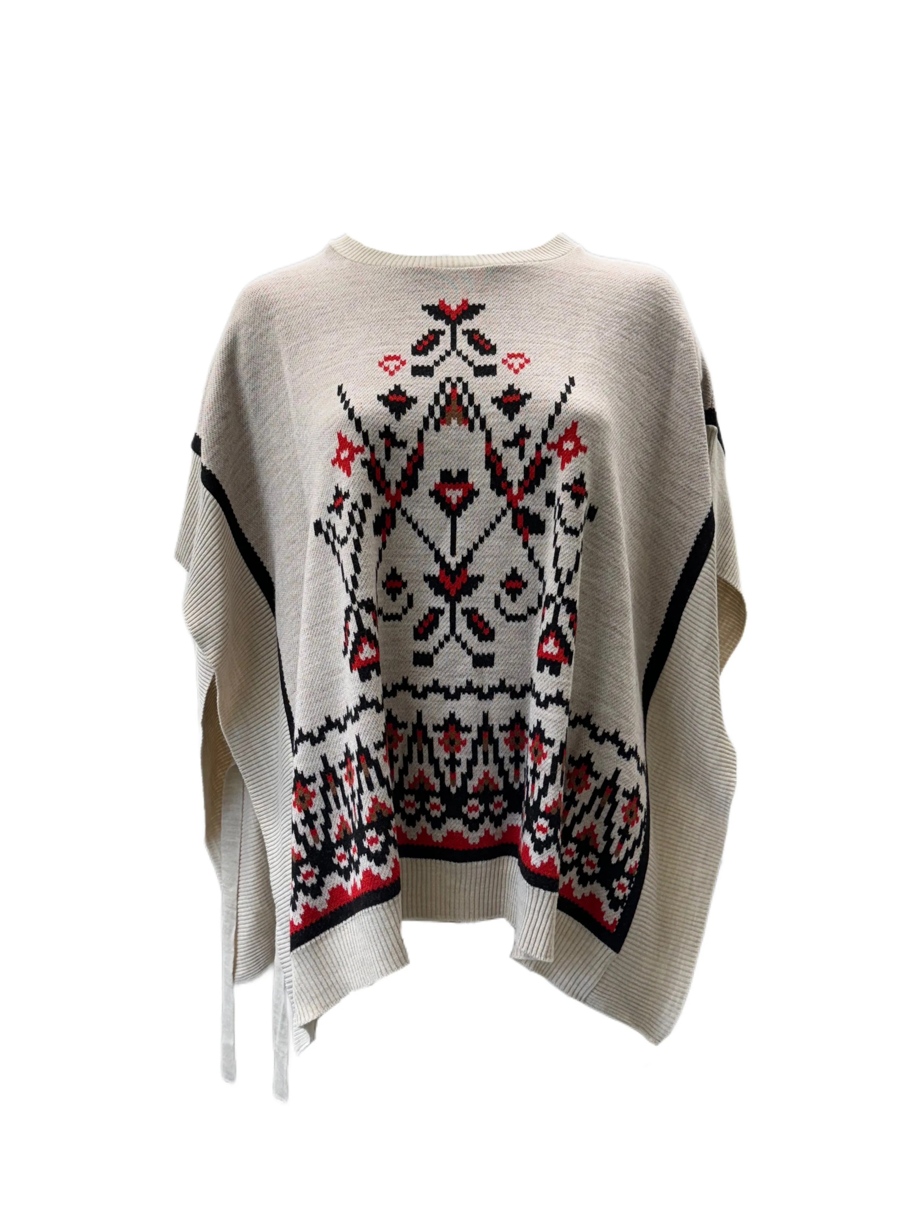 Marina Rinaldi Women's Beige Ubertoso Pullover Poncho Sweater NWT