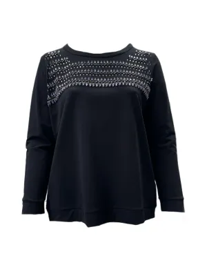 Marina Rinaldi Women's Black Oleandro Pullover Sweatshirt NWT