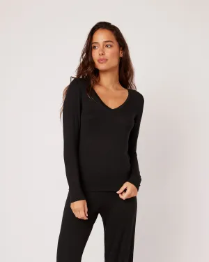 Memphis Longsleeve V-Neck in Black