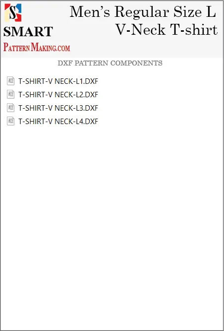 Men's V Neck T-shirt Downloadable DXF/CAD Pattern