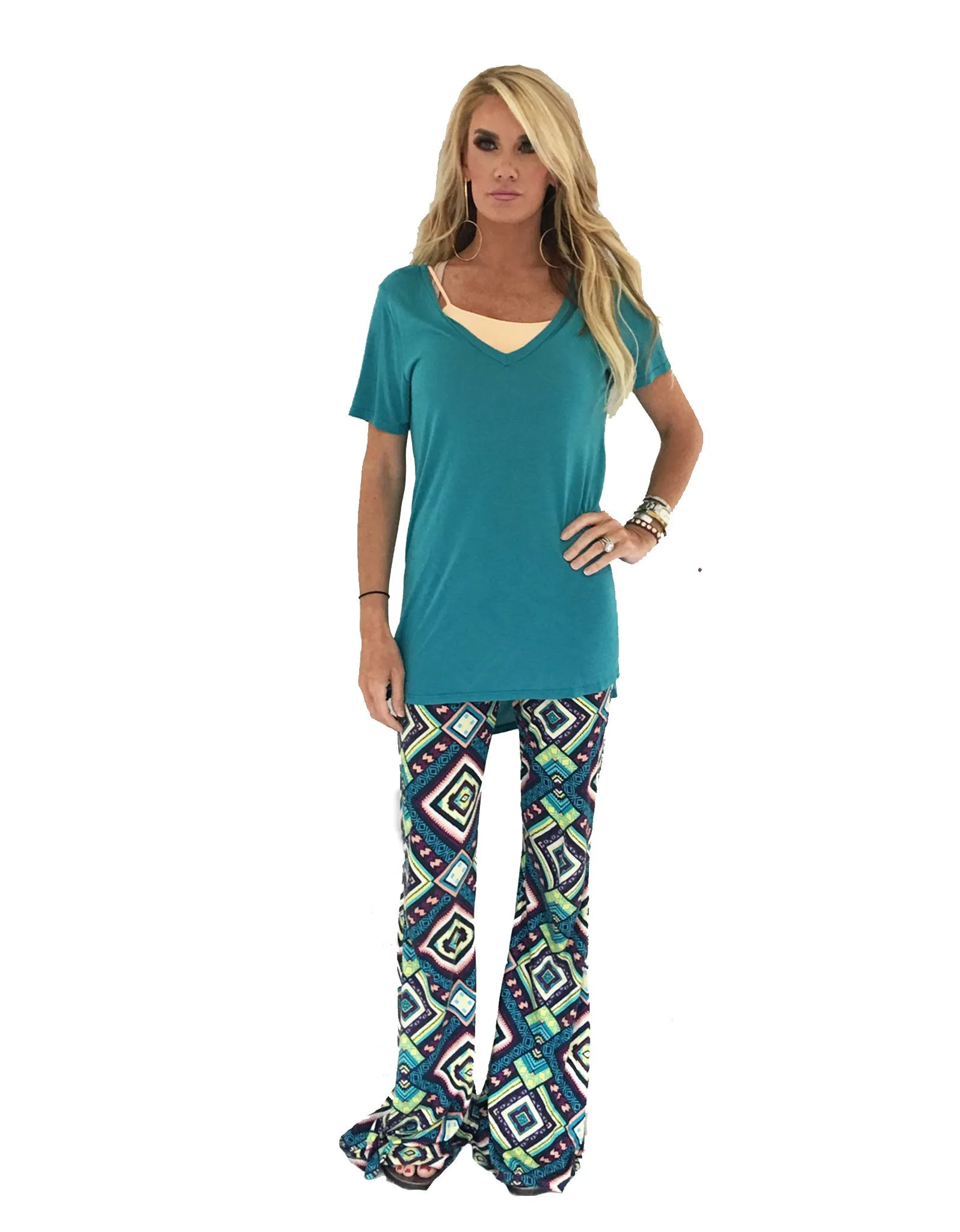 Michael Lauren Tennessee V-Neck Top in Lagoon