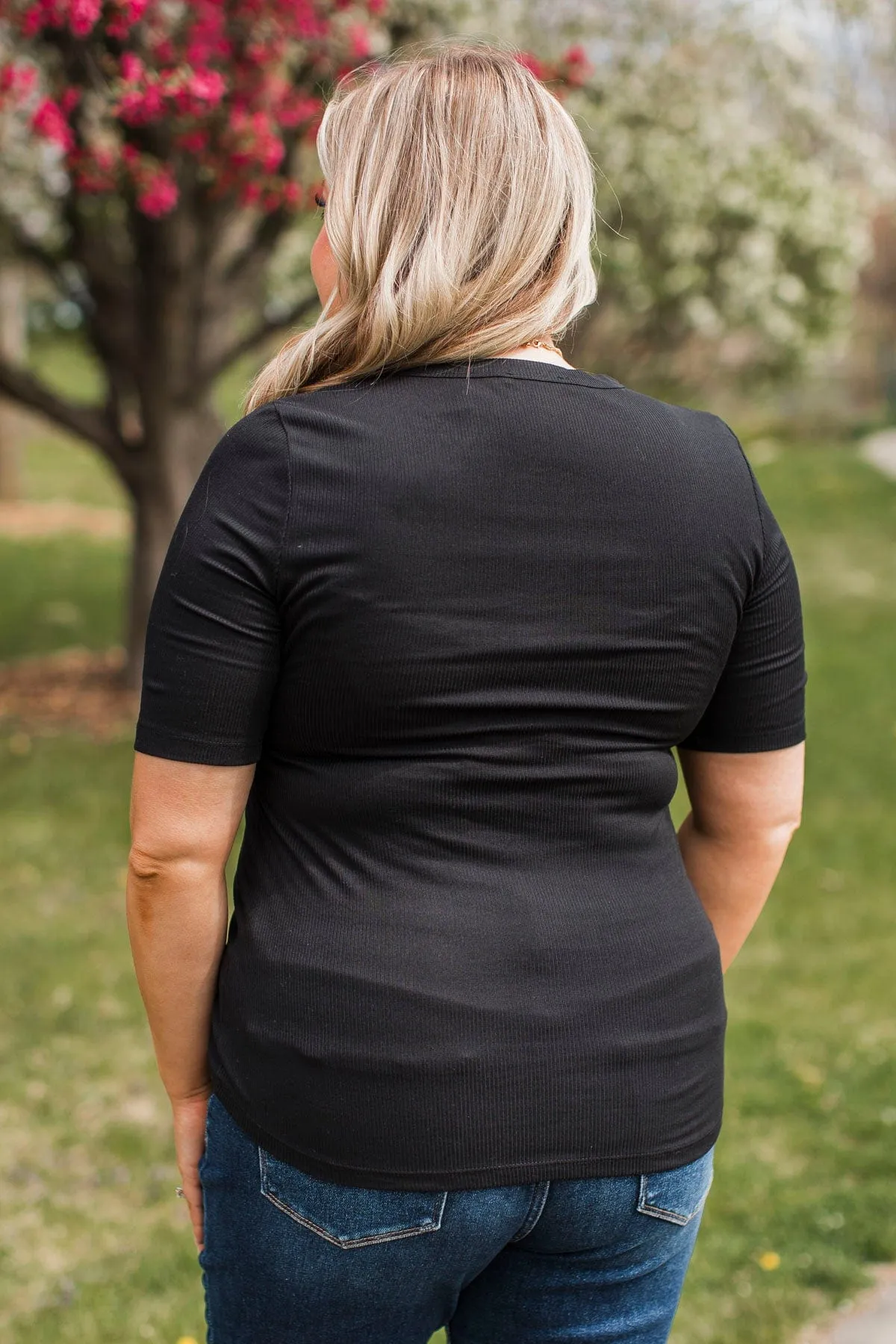 Miss What We Had V-Neck Top- Black