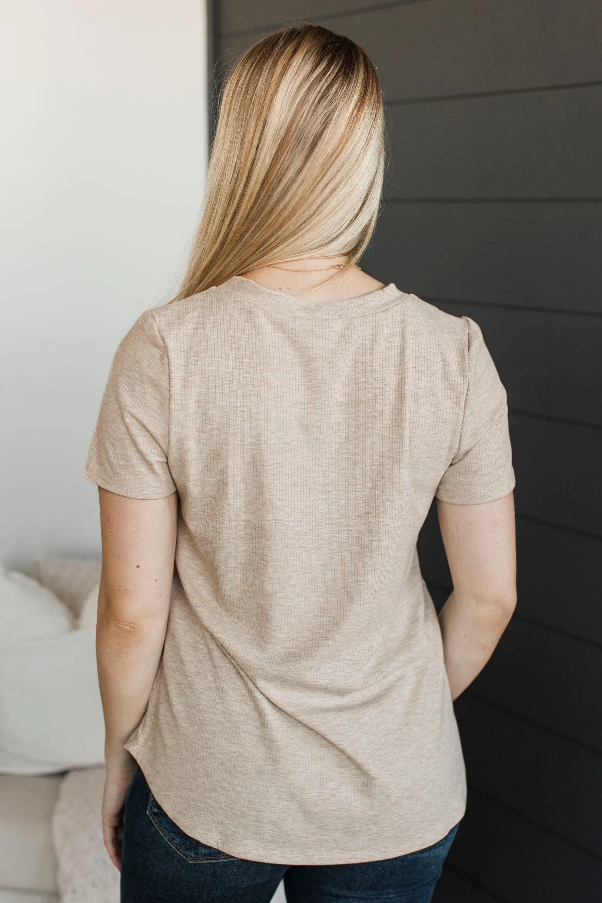 Miss You Already V-Neck Top- Oatmeal