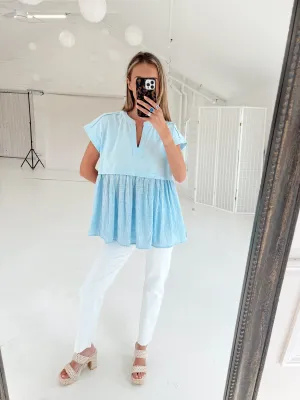Mixed Media Top Blue