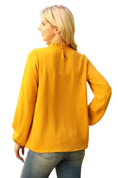 Mock Neck Puff Sleeve Top Mustard - Pack of 4