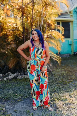 Multi Line Retro Jumpsuit