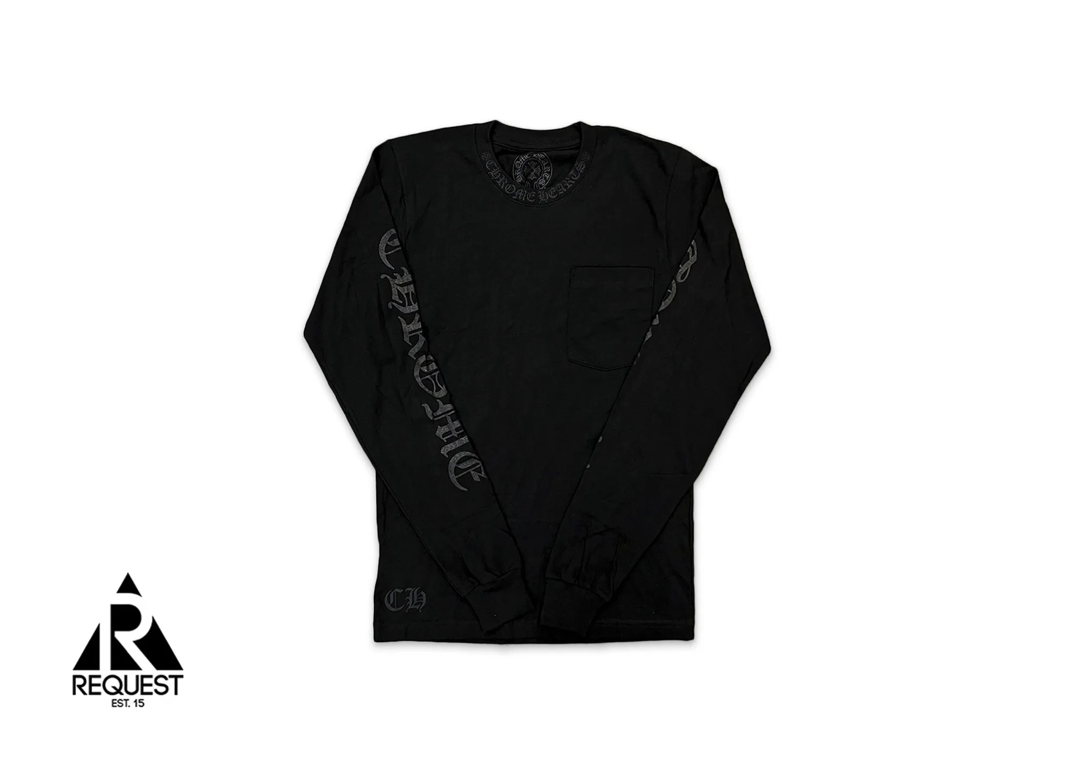 Neck Scroll L/S Tee "Black On Black"