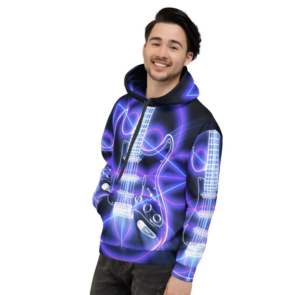 Neon Guitar Geometry STR All-Over Print Hoodie