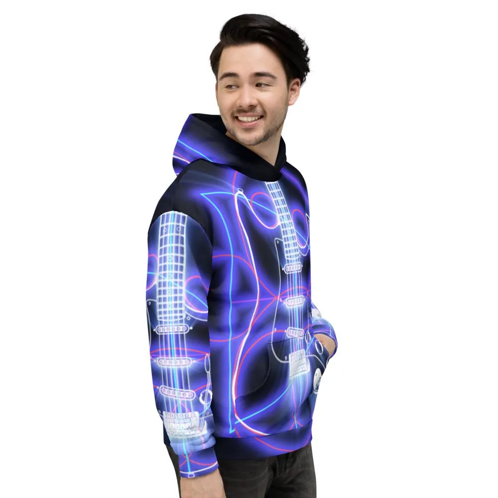 Neon Guitar Geometry STR All-Over Print Hoodie