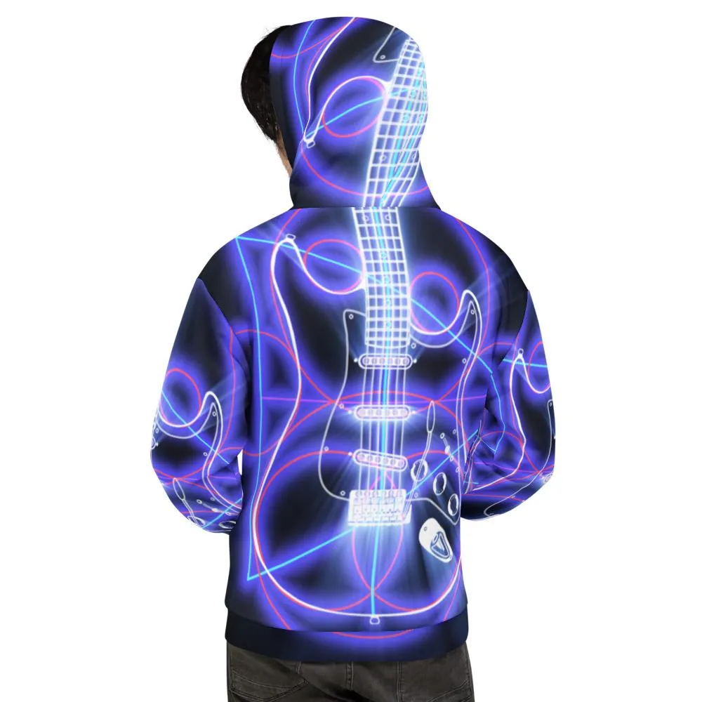 Neon Guitar Geometry STR All-Over Print Hoodie