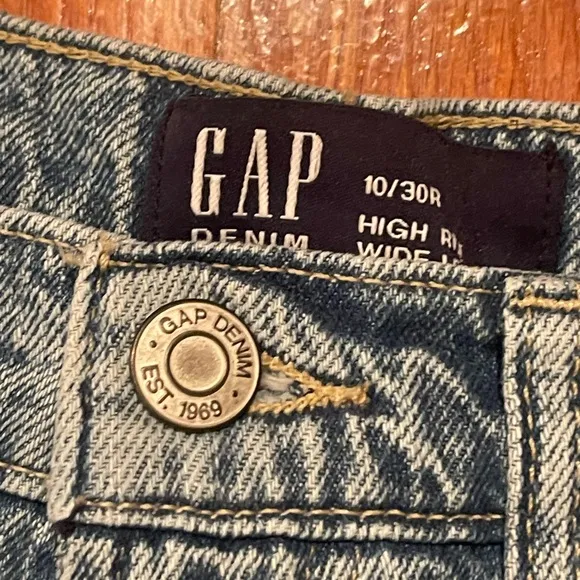New GAP Women’s Denim Two-Tone High Rise Wide Leg Jeans SZ 10/30R