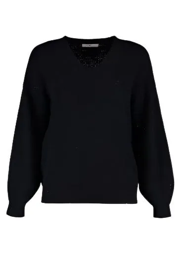 Nia Navy Chevron Knit Jumper