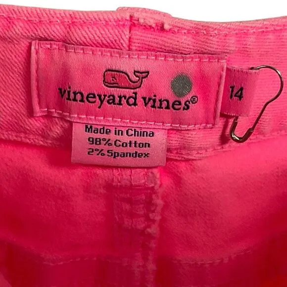 NWOT Vineyard Vines Highlighter Pink Jeans, Women's size 14, 5 pockets, 2P0149