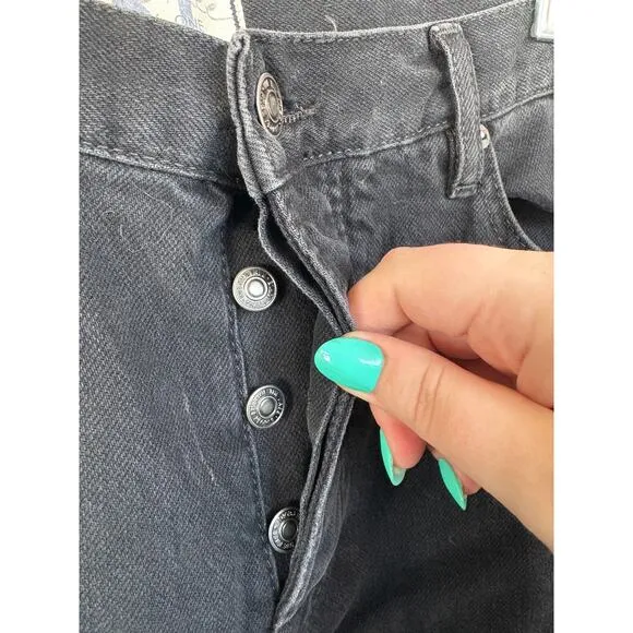 NWT Free People We the Free Boyfriend Bren Distressed Black Magic Jeans Women 31